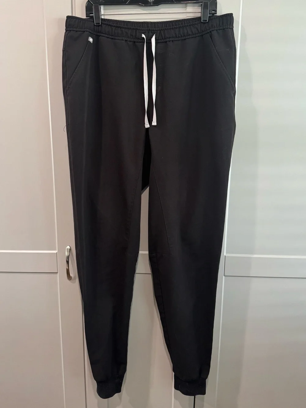 Figs Men's Black Jogger Pants with White Drawstring
